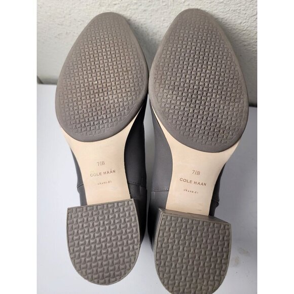 Cole Haan Gray Leather Ankle Boots With Side Zipper & Block Pump Heel Size 7.5 B - Picture 8 of 13
